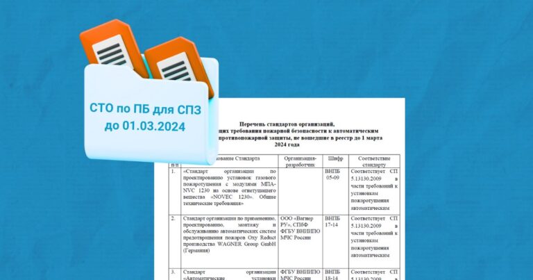 Перечень стандартов организаций (СТО) по ПБ, не вошедших в реестр МЧС России до 1 марта 2024 года