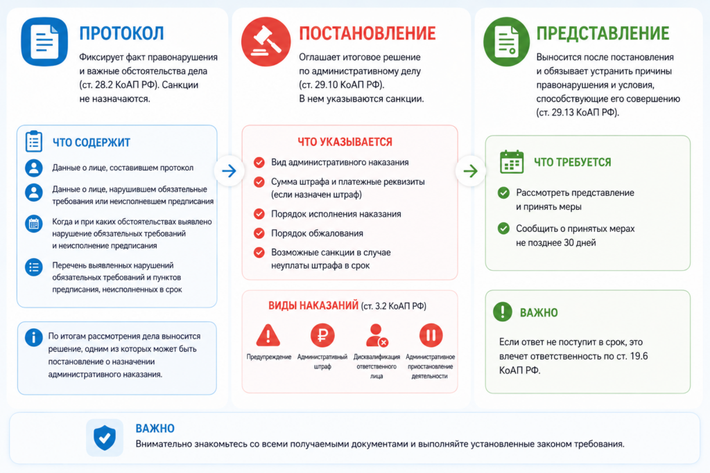 Протокол, Постановление и Представление МЧС