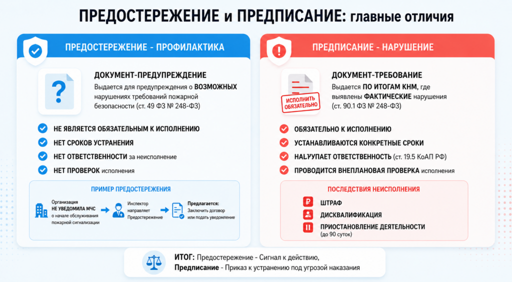 Предостережение и Предписание МЧС